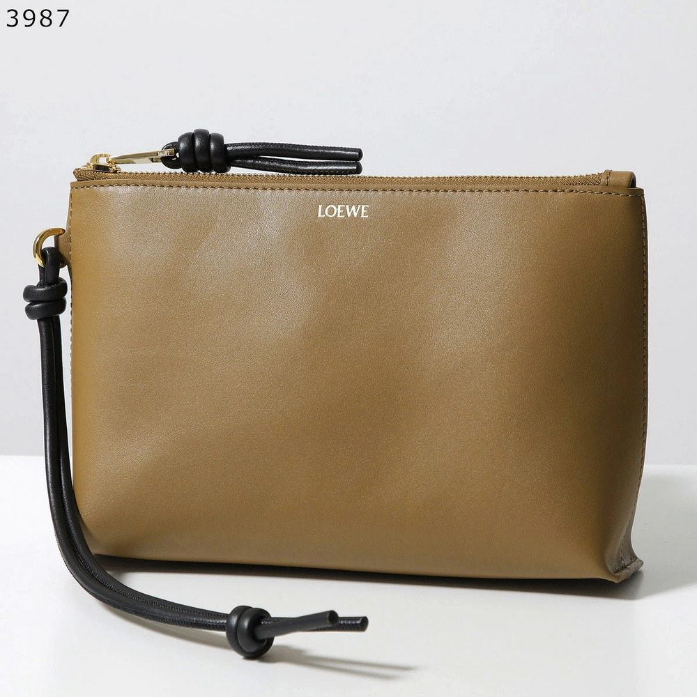Loewe KNOT T Pouch Clutch Bag Shiny Napa Calf Leather